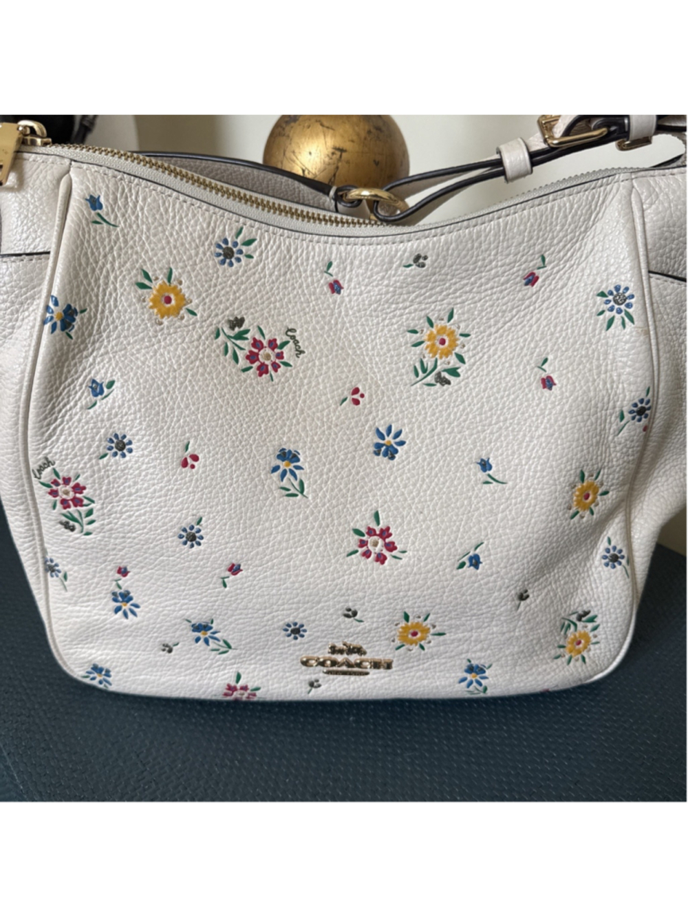 Coach Rori Shoulder Bag Chalk Wild Meadow Floral Pebble Leather